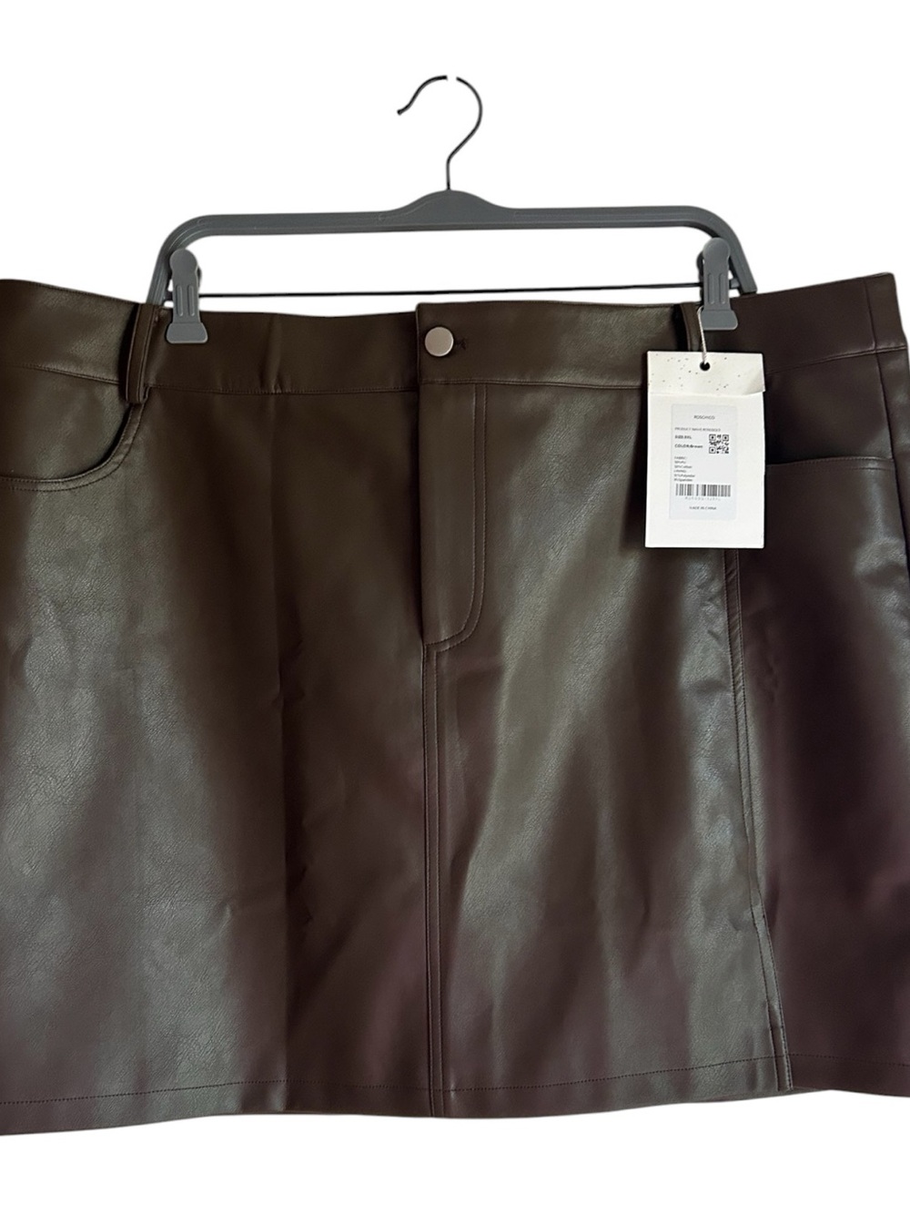 Women’s Size 3XL Brown Faux Leather Mini Skirt